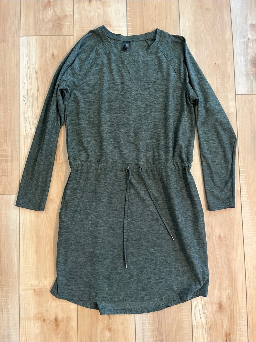 Kyodan Everyday Casual Olive Long Sleeve Drawstring Waist Dress